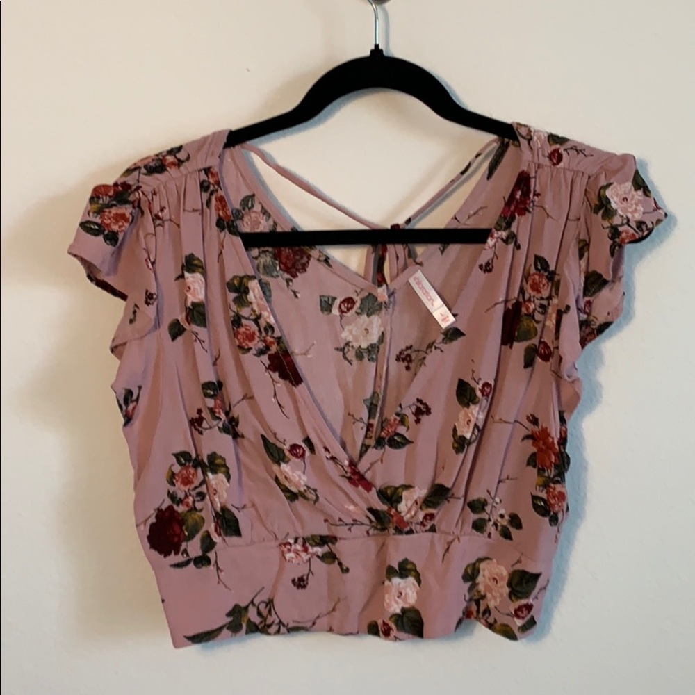 Mauve Floral Crop Top Size L